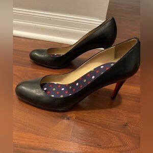 Black leather louboutin heels good condition sole protector